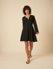 Black Polka Dot Lydia Mini Dress