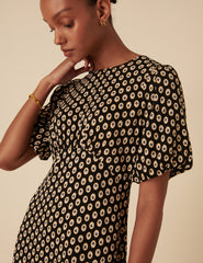 Black Floral Printed Benita Mini Dress