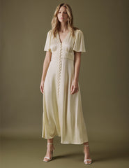 Butter Yellow V Neck Midaxi Erin Dress