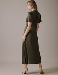 Olive V Neck Midi Erin Dress