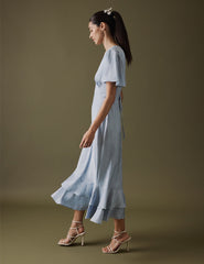 Soft Blue V Neck Midaxi Alaina Dress
