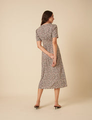 Cream Ditsy Floral Alexa Midi Dress