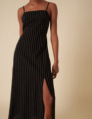 Black Striped Maddie Midi Dress