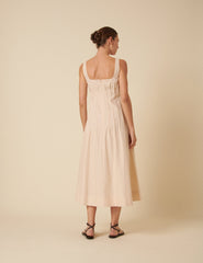 Cream Tie Front Penelope Midi Dress