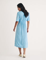 Blue Ditsy Floral Alexa Midi Dress
