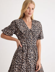Leopard Print Denim Birdie Mini Dress