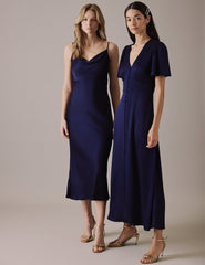 Navy V Neck Midaxi Erin Dress