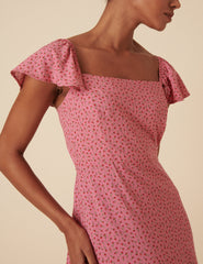 Pink Floral Elsie Midi Dress