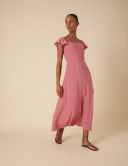 Pink Floral Elsie Midi Dress