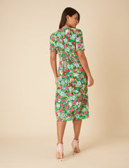 Green Floral Alexa Midi Dress