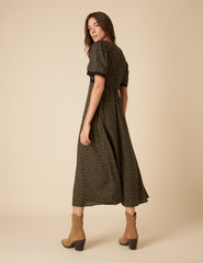 Black Ditsy Floral Khairan Midi Dress