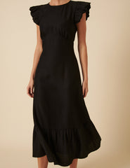 Black Tiered Clara Midi Dress