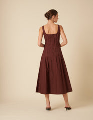 Brown Tie Front Penelope Midi Dress