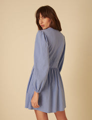 Blue Long Sleeve Starlight Mini Dress