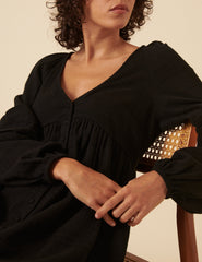 Black Long Sleeve Shanice Mini Smock Dress