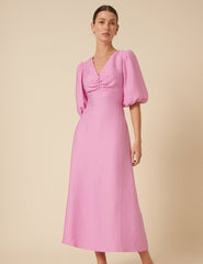 Pink Bow Back Zita Midi Dress