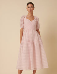 Pink Organza Sadie Midi Dress