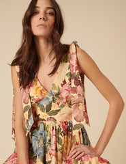 Yellow Floral Linen-blend Coen Mini Dress