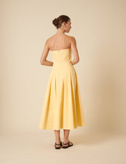 Butter Yellow Bandeau Emmett Midi Dress