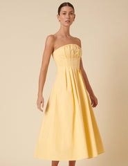 Butter Yellow Bandeau Emmett Midi Dress