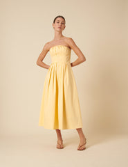 Butter Yellow Bandeau Emmett Midi Dress