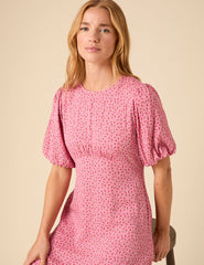 Petite Pink Ditsy Floral Benita Mini Dress