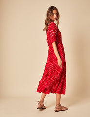 Red Printed Peyton Midi Dress