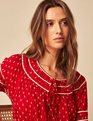 Red Printed Peyton Midi Dress