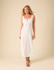 White Floral Embroidered Melissa Midi Dress