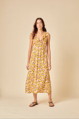 Yellow Floral Beck Midi Dress