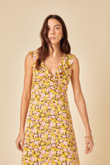 Yellow Floral Beck Midi Dress