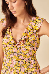 Yellow Floral Beck Midi Dress