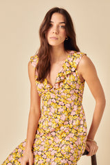 Yellow Floral Beck Midi Dress