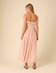 Pink Bandeau Printed Bela Midi Dress