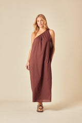 Brown Asymmetric Swift Midi Dress