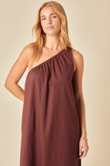 Brown Asymmetric Swift Midi Dress