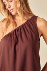 Brown Asymmetric Swift Midi Dress