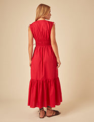 Red Tiered Ianthe Midi Dress