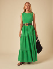 Green Tiered Astrid Midi Dress