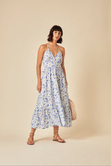 Blue Shell Print Bellerose Midi Dress