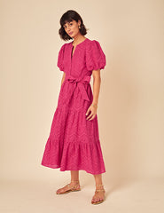 Pink Broderie Anglaise Marla Midi Dress
