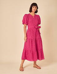 Pink Broderie Anglaise Marla Midi Dress