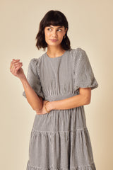Black Gingham Tiered Ricky Midi Dress