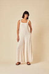 Stone Linen-blend Jumpsuit