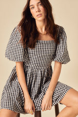 Black Gingham Nova Mini Dress