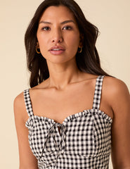 Black Gingham Lucia Midi Dress