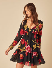 Black Floral Marti Mini Dress