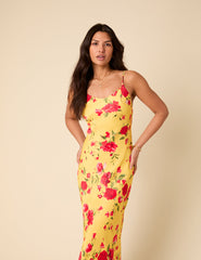 Poppy Delevingne Yellow Floral Zara Maxi Dress