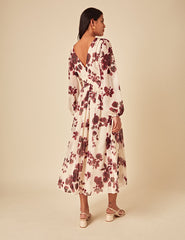 Cream Floral Anya Midi Dress