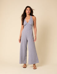 Blue Gingham Halterneck Jumpsuit
